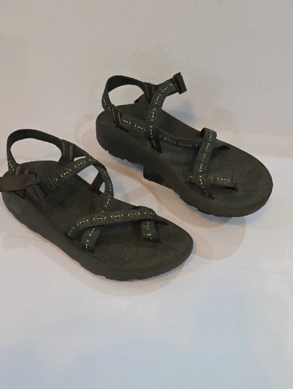 Chaco Men's Sport Sandals in Olive Green with Yellow Accent Size 12
